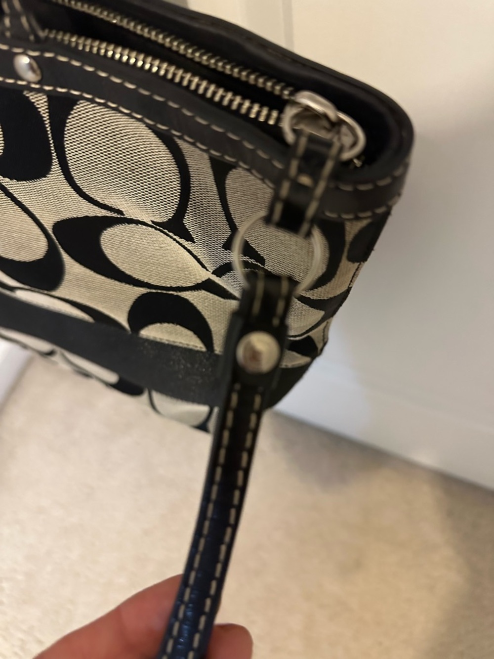 Coach Black and Tan Signature Canvas Tote - Picture 3 of 12